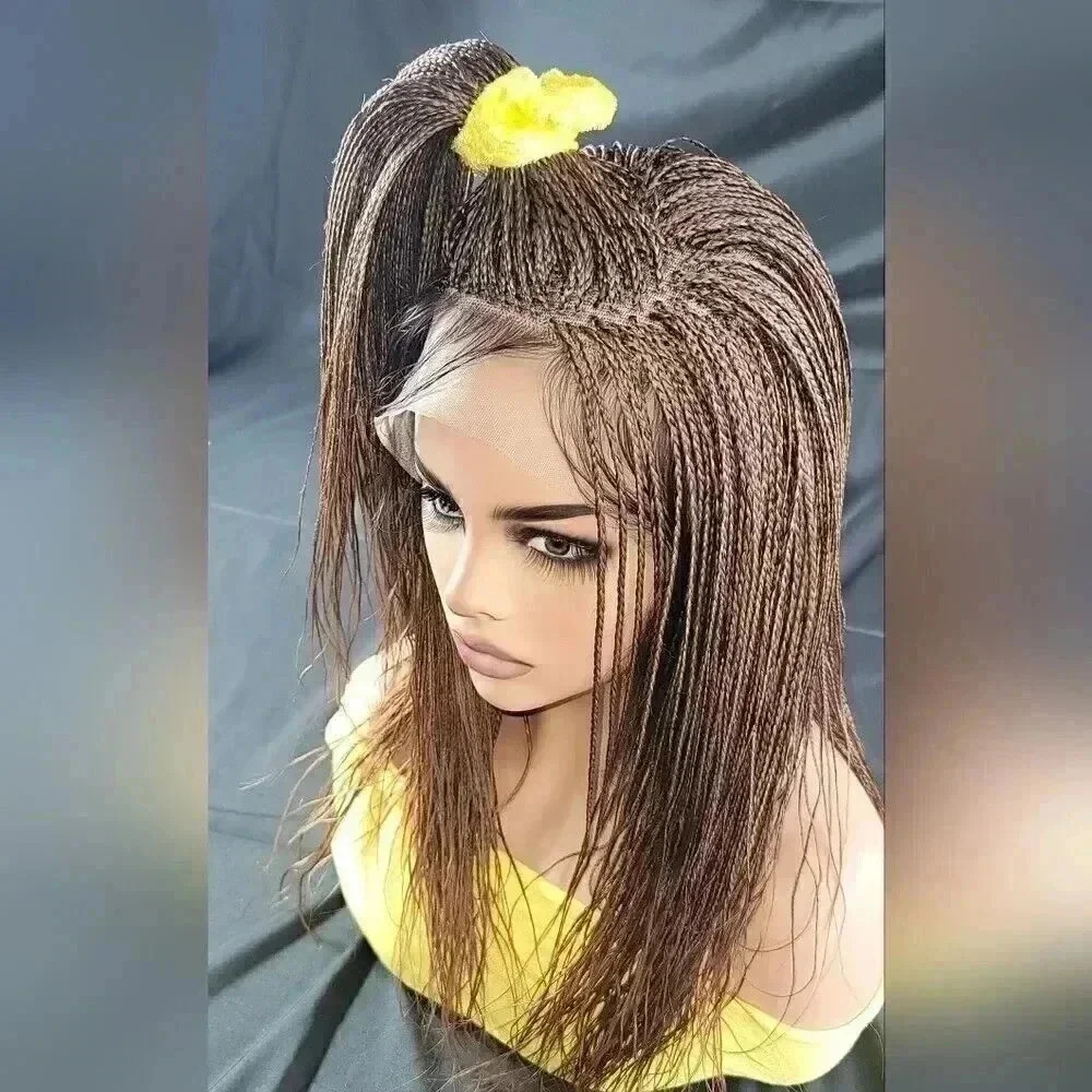 Handmade Auburn Ombre Braided Lace Wig Micro millions braids, medium. YASSINE - Picture 4 of 15